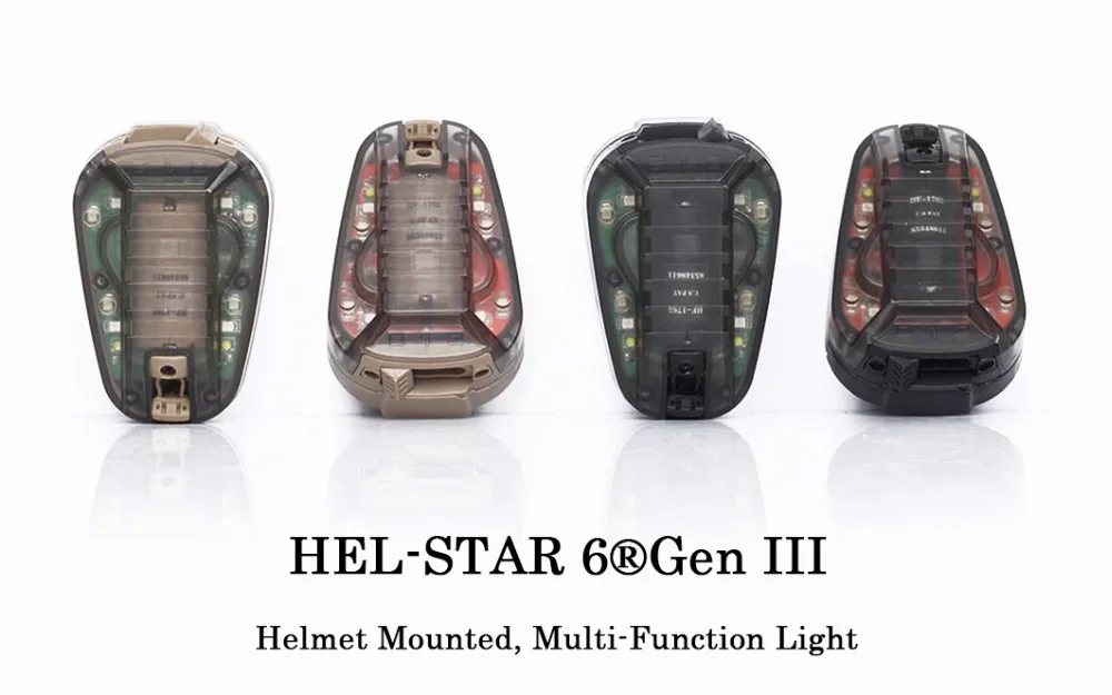 Шлем светильник hel-star 6 GEN 3 сигнал зеленый красный ИК стробоскоп лампа водонепроницаемый softair выживания шлем с подсветкой в оружие светильник
