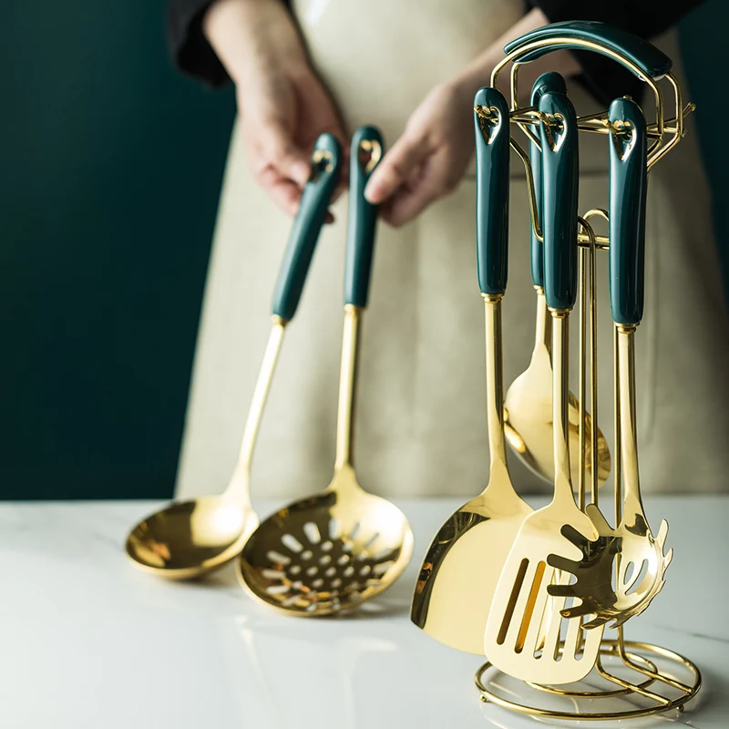 

6/7PC Cookware Kitchenware set Nordic style Stainless Steel kitchen tools accessories luxury cooking utensils Special tool Spoon
