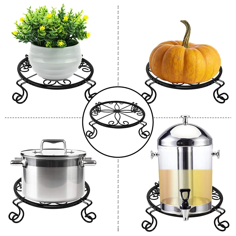 

3 Pack Metal Plant Stands for Flower Pot, Heavy Duty Potted Holder, Indoor Outdoor Metal Rustproof Iron Garden Container