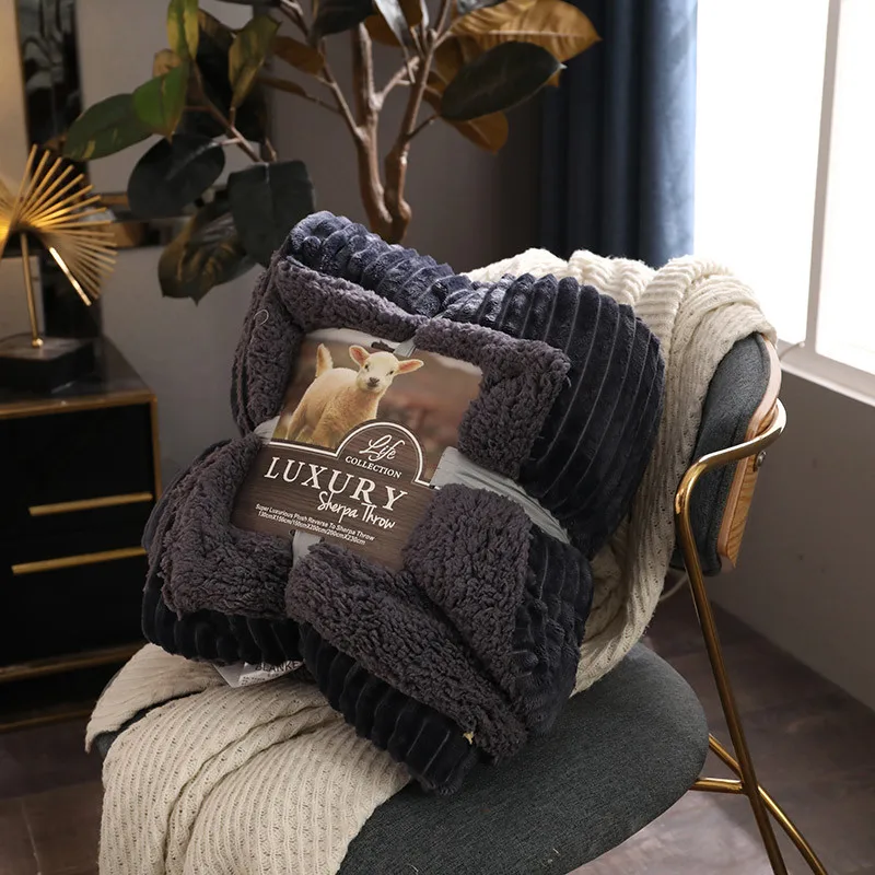 

100x120cm/150x200cm/200x230cm Cashmere Blanket Thick Double Layer Sherpa Blankets Warm Comfortable Flannel Fleece Throw Blanket