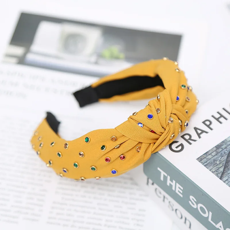 Обруч Стразы Однотонный женский мягкий однотонный Бандаж с широкими краями