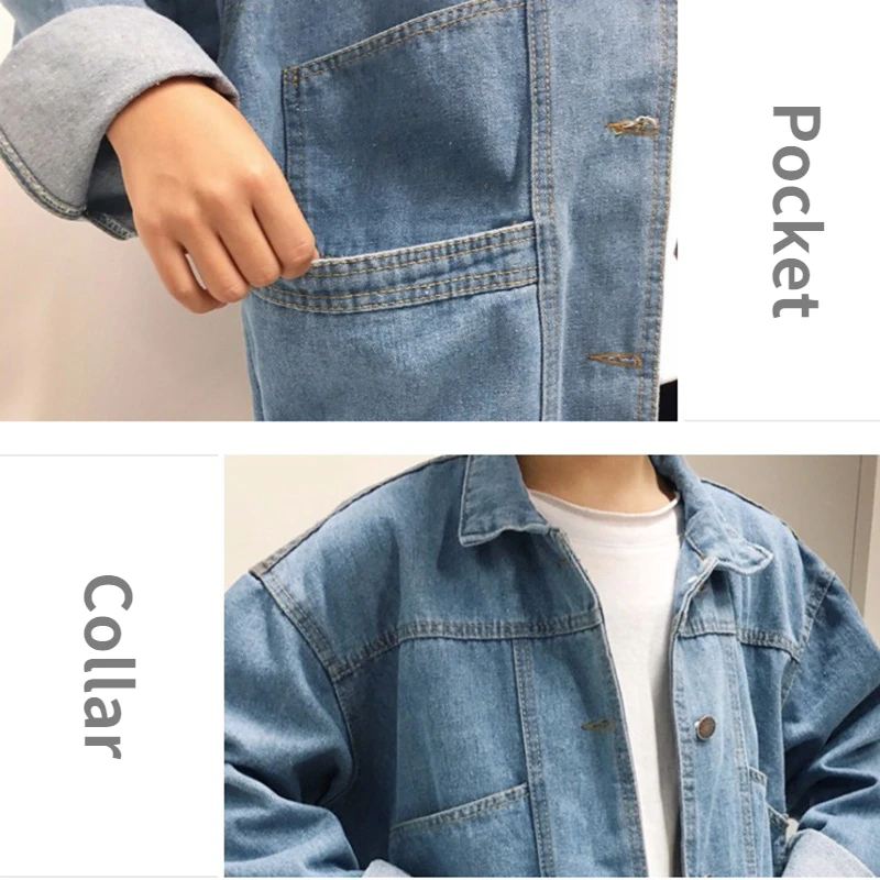 Denim Jackets Women Vintage Unisex BF Loose Causal Basic Multi Pockets Outerwear Female Streetwear All-match Classic Coats Fall | Женская