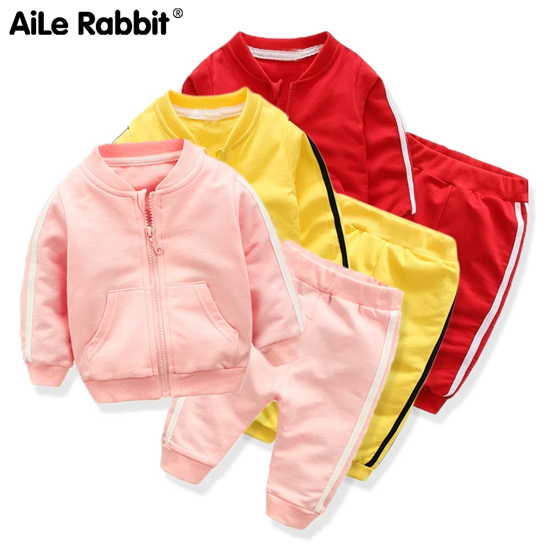 2019 Boys And Girls Baby Clothes Set Sports Casual 2 Piece Long Sleeve Jacket Pants Zipper Shirt Children's Wear Infant Clothing | Детская