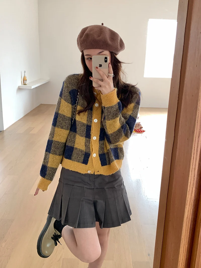 Черная Милая плиссированная юбка для школьницы Корейская тонкая хлопковая