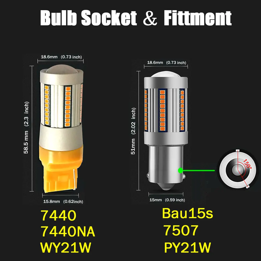Светодиодные лампы VANSSI Bau15s 7507 PY21W Canbus без Hyper Flash T20 7440 7440NA WY21W ошибок янтарно