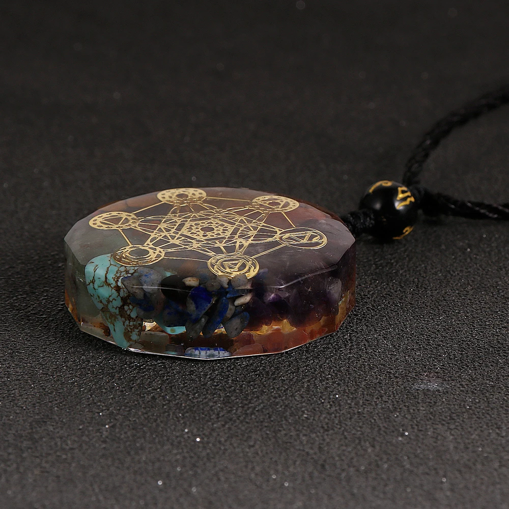 7 Chakras чип гравий Orgone кулон Пентакль ожерелье Orgonite исцеляющий баланс Регулируемая