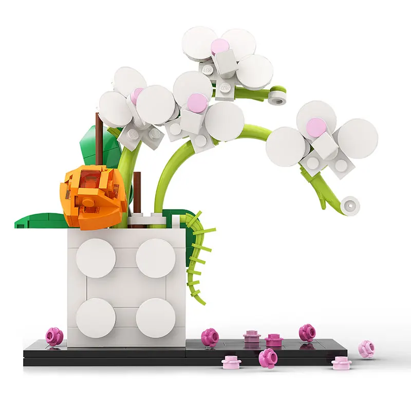 

Ваза MOC Phalaenopsis, цветы, букеты, растения, строительные блоки, красочные горшечные Цветочные украшения, декоративная модель, кирпич, детские иг...