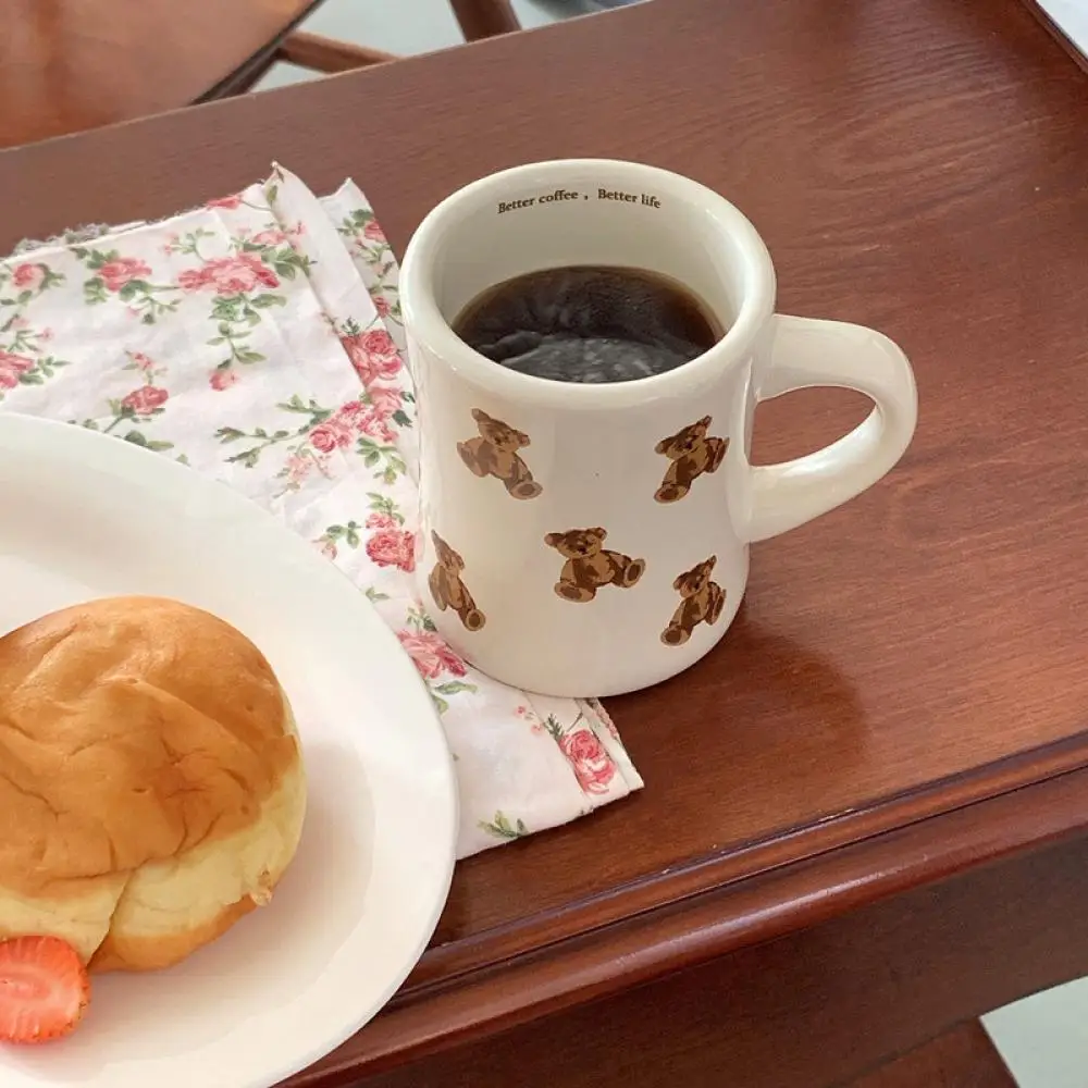 

Cute Bear Small Ceramic Coffee Mug Cup Kitchen Milk Tea Breakfast Drinking Cup Nordic Decoration Home Couple Gifts Mug Drinkware