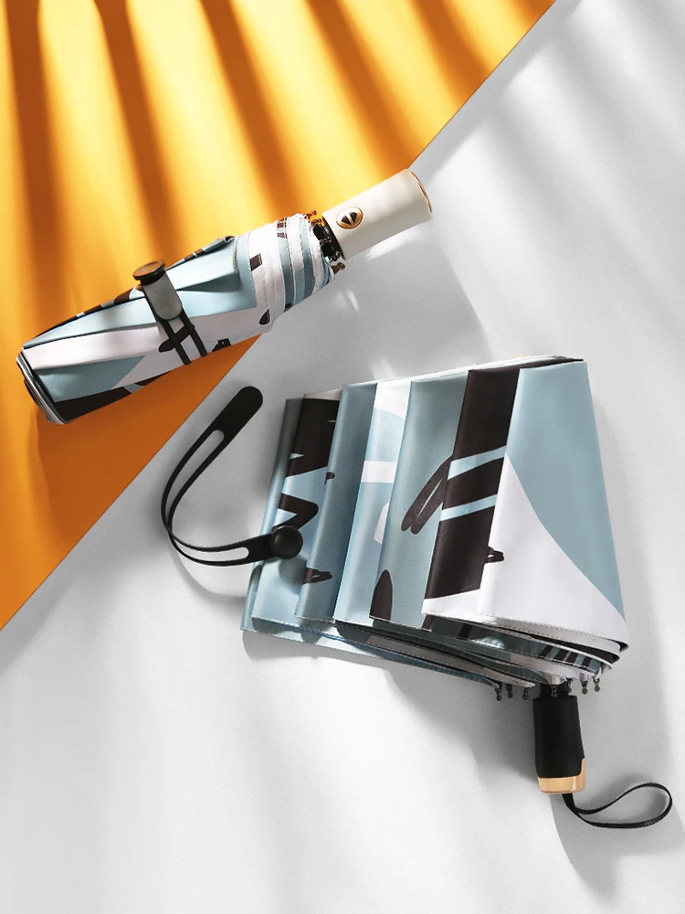 Fasanu Зонт мужской полностью автоматический солнцезащитный женский Sunsg черный