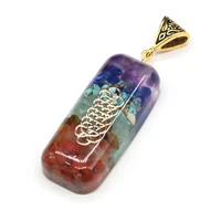 natural stone pendants 7 chakra reiki healing chip crystal energy symbol charms for jewelry making women necklace bracelet