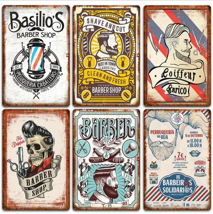 Цельный плакат винтажная живопись на холсте креативный для парикмахерской