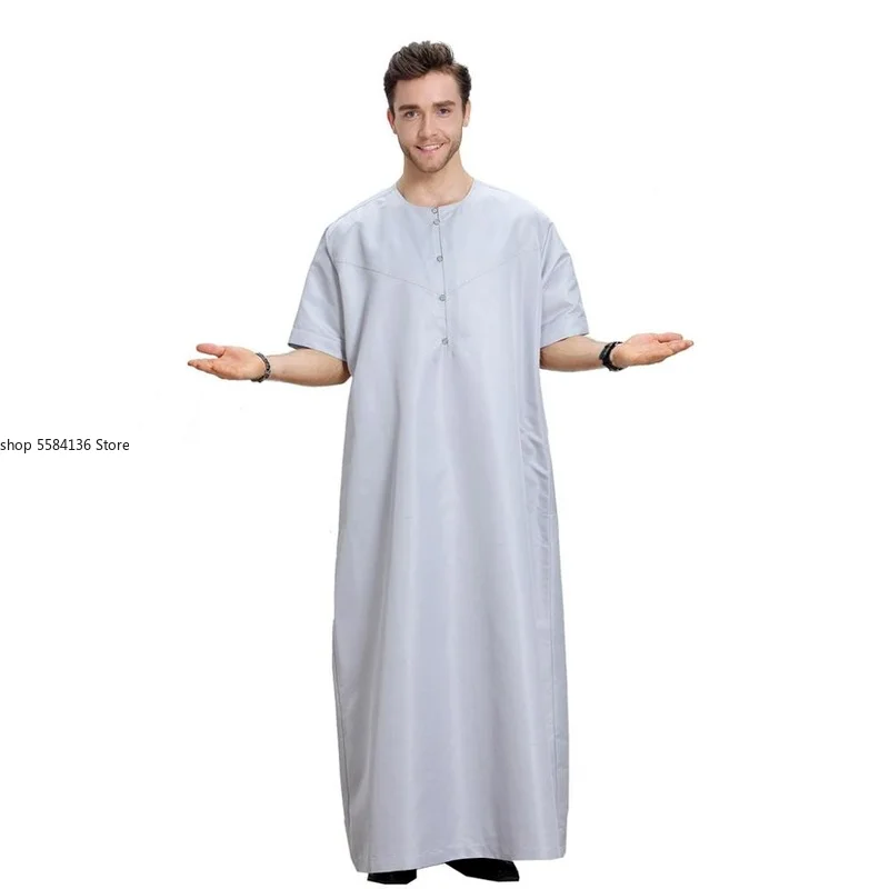 Summer Abayas Eid Musulman De Mode Homme Man Abaya Muslim Dress Robe Saudi Arabia Kleding Mannen Kaftan Oman Islam Clothing