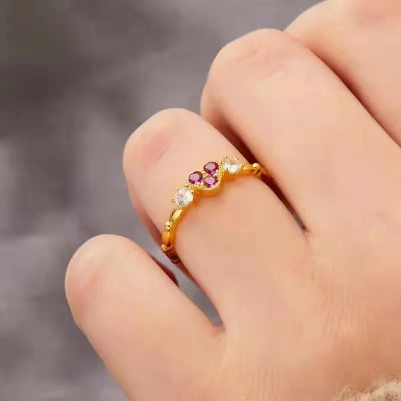 

Luxury Personalized Heart-shaped Ruby and Diamond Rings Women Jewelry 14k Gold Wedding Engagement Gifts Anillos Mujer Boda