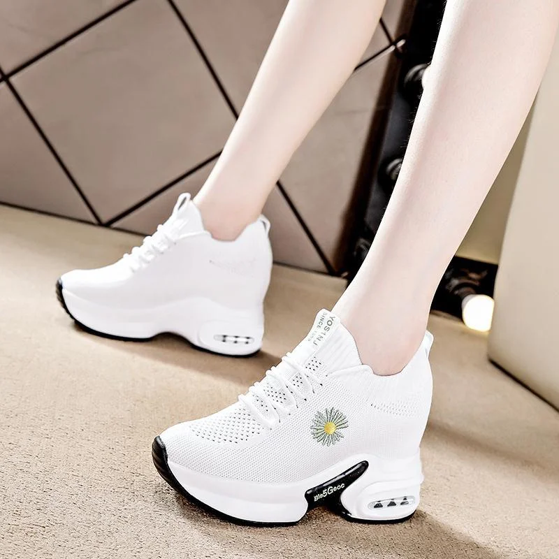 

Dad Shoes Women's Casual Sports White Shoes Thick Bottom Increased Breathable Mesh Shoes Wedges Shoes for Women