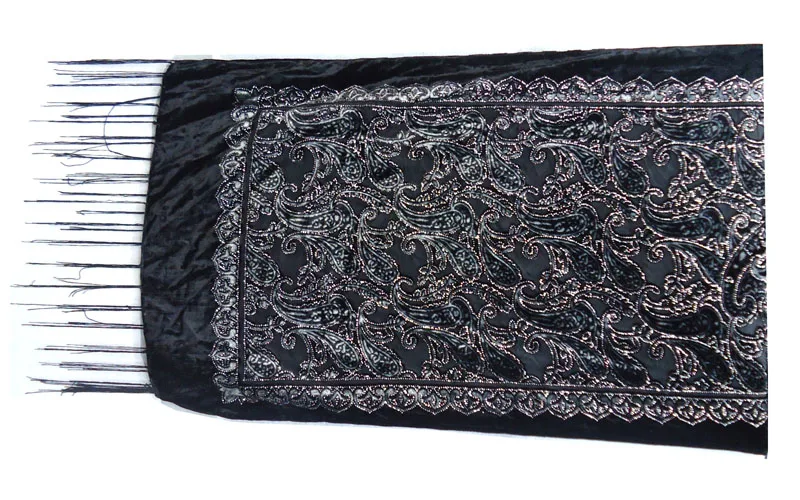 Новинка 2020 черная блестящая мусульманская шаль Женский бархатный шарф с принтом