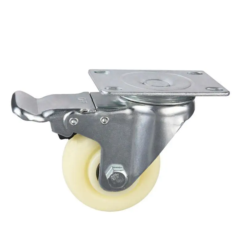 

1 шт. ролики 3 дюйма универсальное колесо с тормозным средним двойным подшипником износостойкое белое нейлоновое механическое оборудование