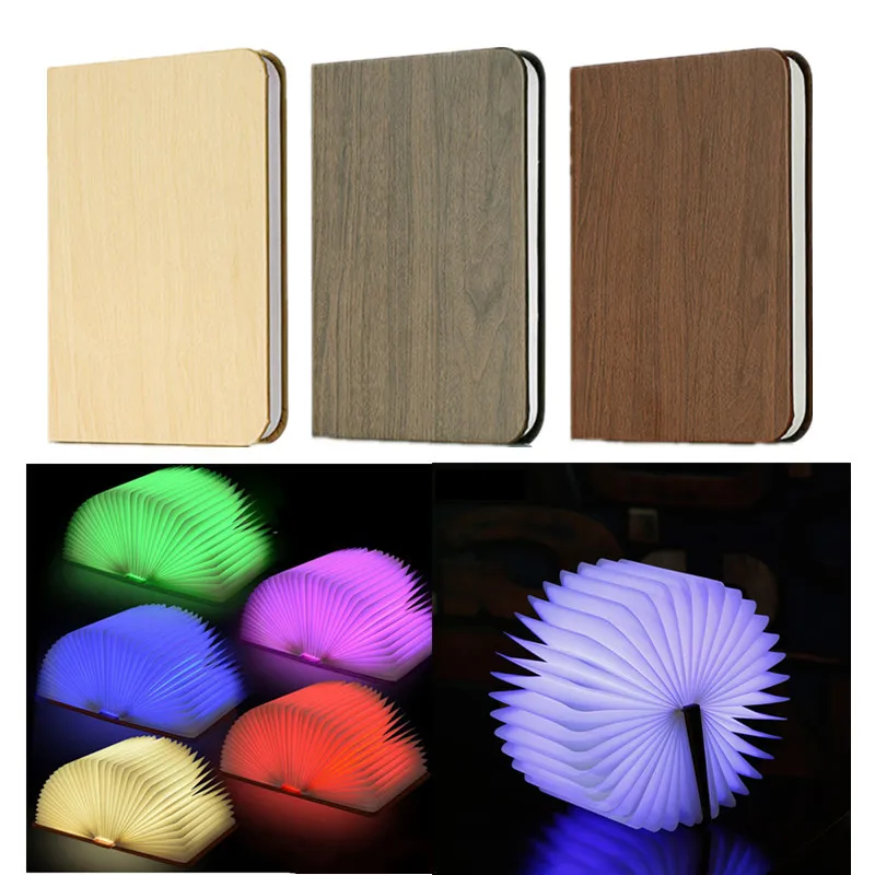 Upgraded 6Colors Book Lamp Creative Table Lamp Night Light Festival Gifts Kids Toys Book Light Led Wood Grain Large Small Sizes images - 6