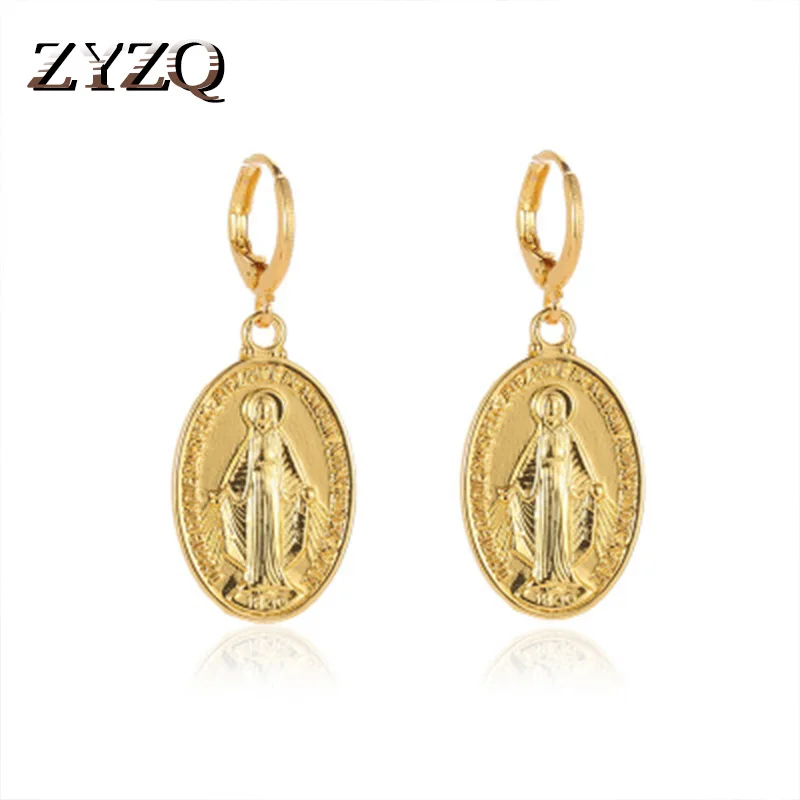 

ZYZQ New Come Religion Earrings Euro Stylish Old Fashion Vintage Women Accessories Oval Shaped Pendant Wholesale Lots&Bulk