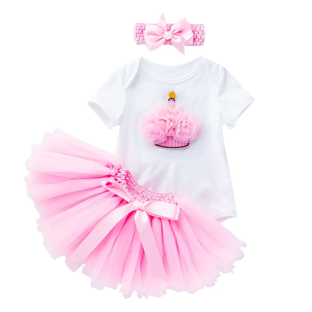 3 шт./компл. комплекты одежды для маленьких девочек 1 год пачка малышей первого дня