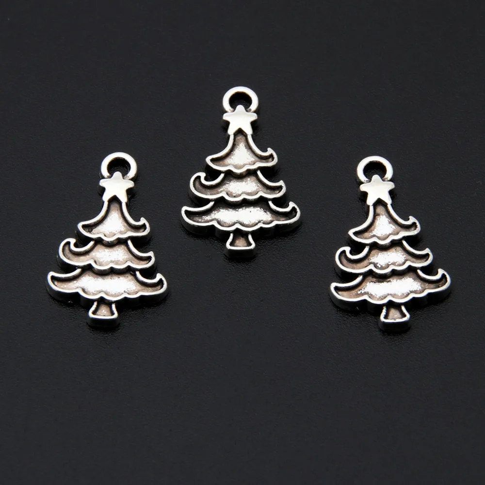 

50 шт. Серебристые подвески для рождественской ёлки, подвески со звездами, браслеты, ожерелья, ювелирные изделия, оптовая продажа A3367