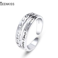 qeenkiss rg6557 fine jewelry%c2%a0wholesale%c2%a0fashion%c2%a0%c2%a0woman%c2%a0girl%c2%a0birthday%c2%a0wedding gift smiley twist 925 sterling silver open ring