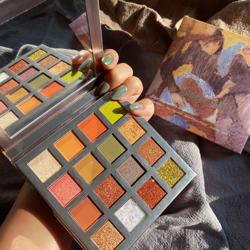 Брендовые мерцающие матовые тени для век Палитра 16 цветов блестящая