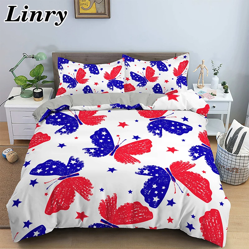 

Colorful Butterfly Pattern Duvet Cover Set Comforter Bedding Set 2/3PCS Soft Feather Quilt Cover with Pillowcase Bedclothes