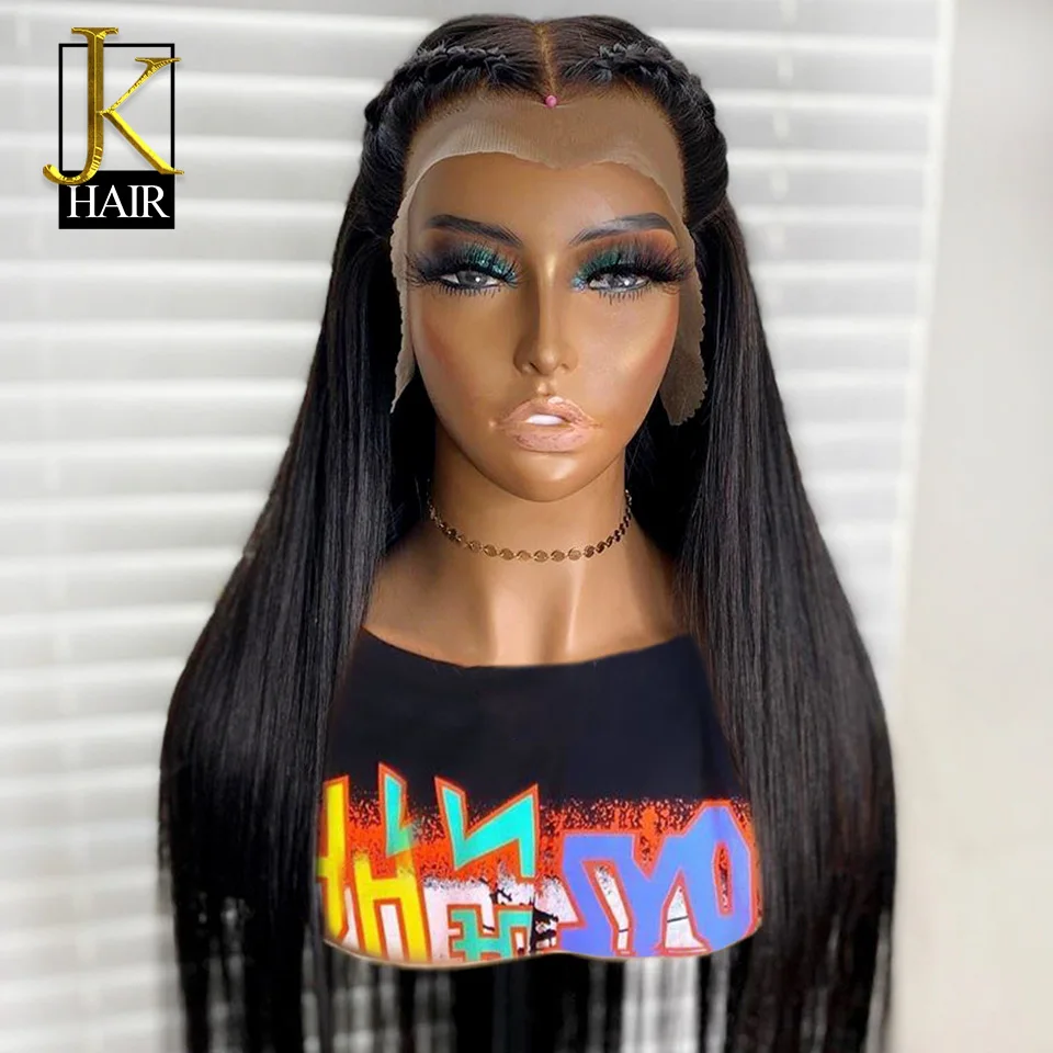 JK 130% Плотность 13*4 бразильские Remy прямые парики кружевные передние человеческие волосы парики с детскими волосами предварительно сорванные волосы низкое соотношение