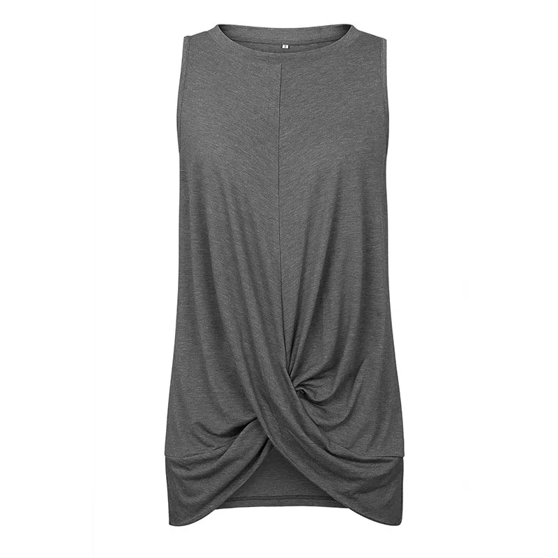 

Tank Top Women Clothing Sleeveless Top Summer Solid Tees Elegant Tie Tank Tops Casual O-neck Female Tshirt Lady Camis Femme 2021
