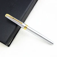 baoer 388 steel fude calligraphy fountain pen bent nib pure silver color writing gift pen for painting office home