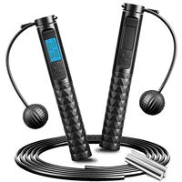 weighted jump rope with counter adjustable skipping rope with anti slip handles for men women kids fitness exercise training