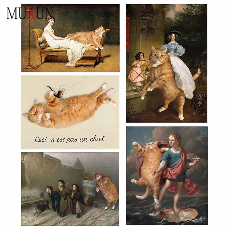 Алмазная 5d картина сделай сам желтый кот животное Полный алмаз круглый набор