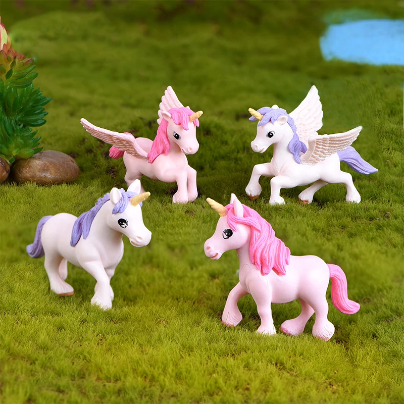 12 шт./компл. маленькие украшения в виде единорога с крыльями миниатюрная модель