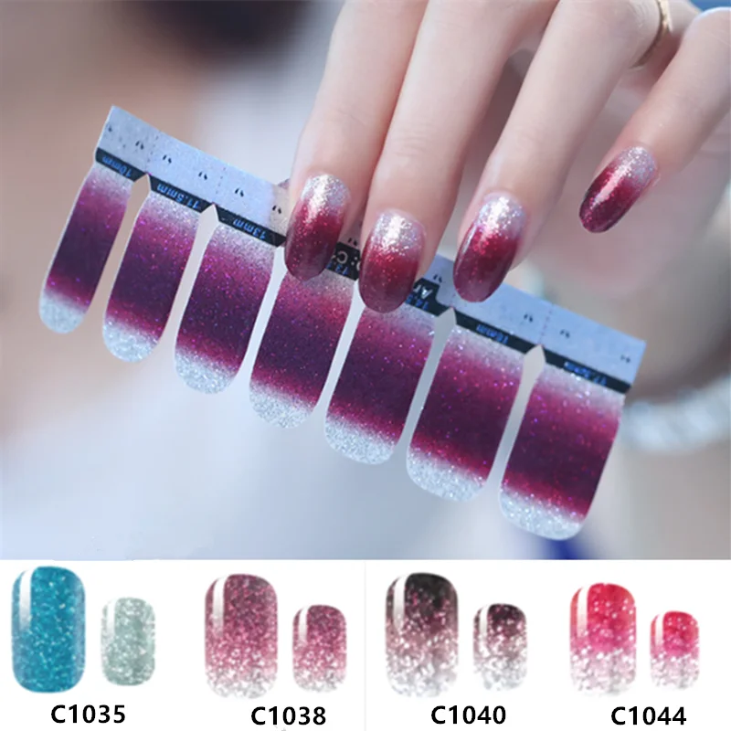 Самоклеящиеся наклейки для дизайна ногтей 14/16 наконечников блестящие