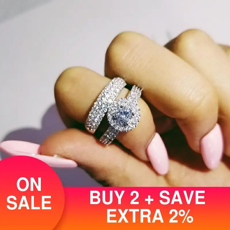 Реальные 925 серебро обручальное кольцо комплект ювелирных изделий для женщин