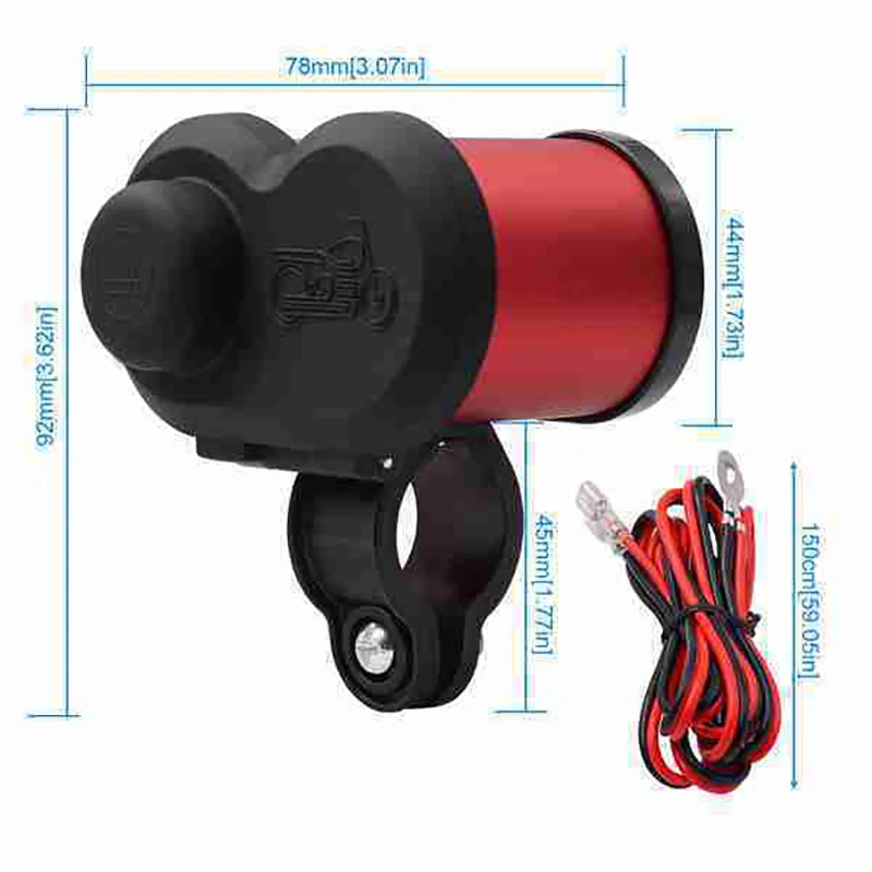 

Motorcycle Dual USB Charger Adapter, Waterproof with Voltage Display, Car Charger, with Switch, Motorcycle Accessories