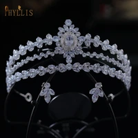a384 luxury aaa zircon crown headband wedding tiara women headdress earring hair jewelry bridal headdress bride hair accessories