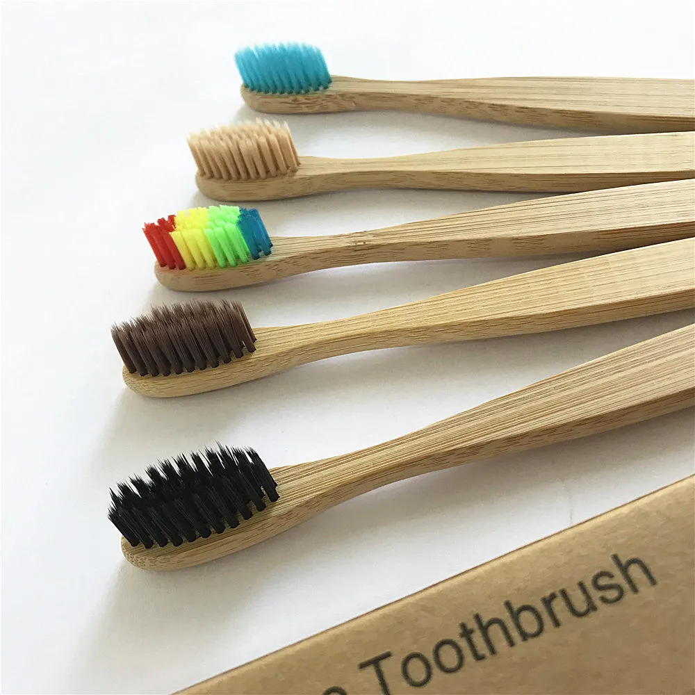 Цветная бамбуковая зубная щетка 4 шт./компл. Экологичная мягкая для ухода за