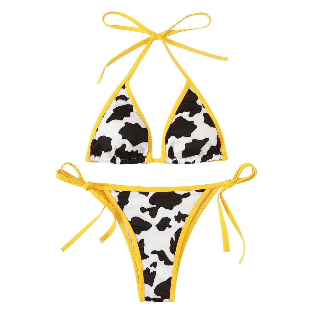 Сексуальное бикини новинка 2021 купальник с коровьим принтом женское пуш-ап
