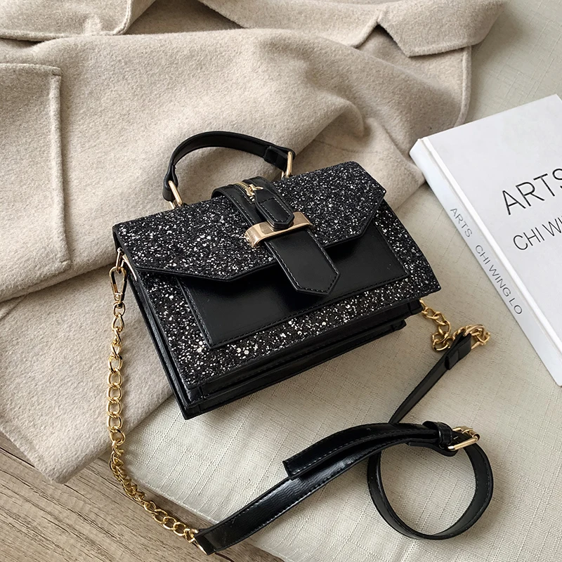 

Women's Designer Luxury Sequins Shoulder Crossbody Bags for Women 2021 High Quality PU Leather Lady Small Handbag Messenger Bag