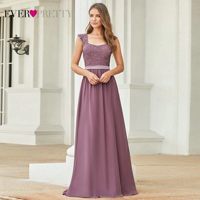 

Burgundy Bridesmaid Dresses Elegant Long A-Line Chiffon Wedding Guest Dresses Ever Pretty EZ07704 Grey Simple Vestido Longo