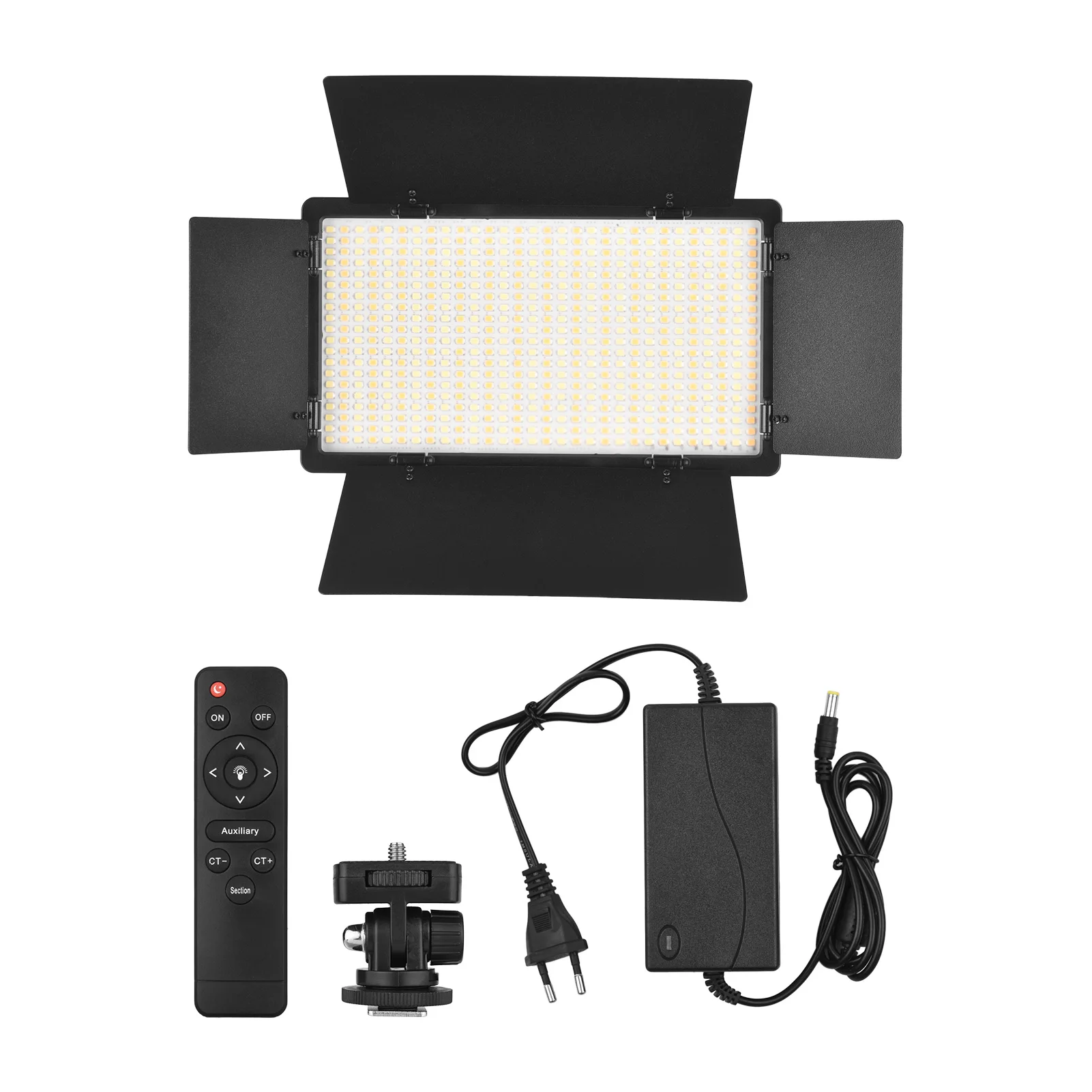 

Andoer LED Video Light Light Panel 600Beads 3200-5600K Barndoor Remote Control 1/4Inch Screw Cold Shoe Ball Head for Photography