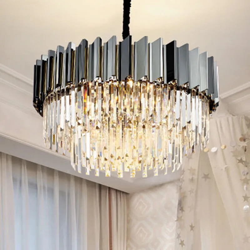

New Modern Crystal Chandelier For Living Room Chrome Home Decoration Chain Chandeliers Lighting Dining Room LED Crystal Lamps