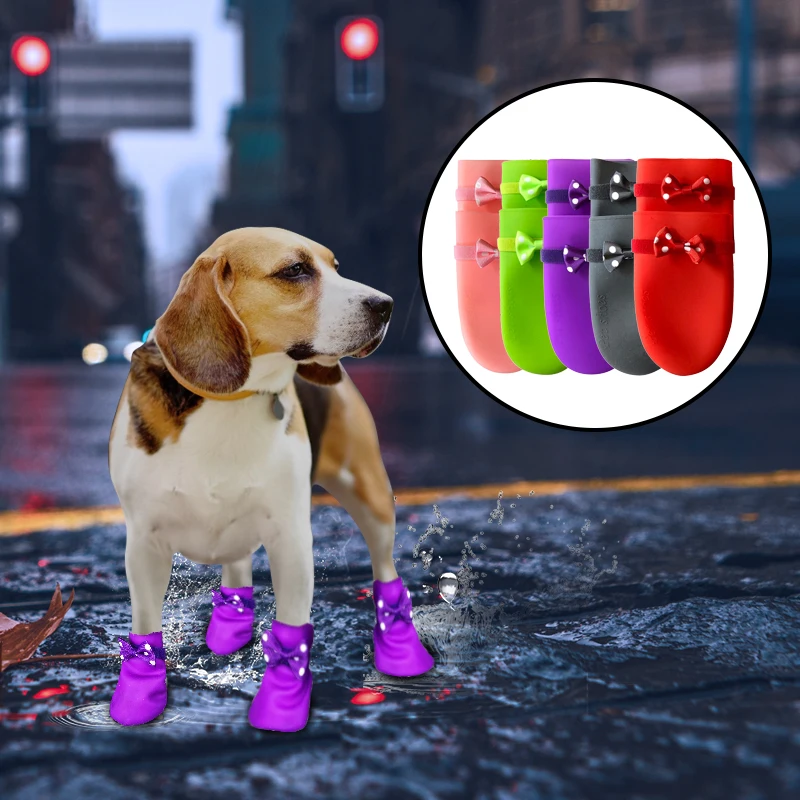 4 шт./комплект водонепроницаемые нескользящие носки для собак | Дом и сад