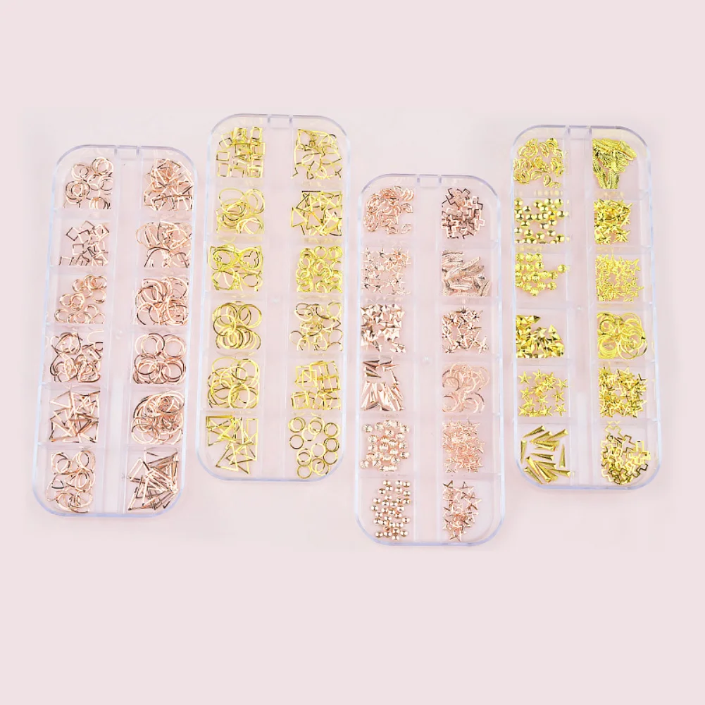 Горячие полые металлические Смешанные Звезды Луна заклепки DIY Блестки для нейл