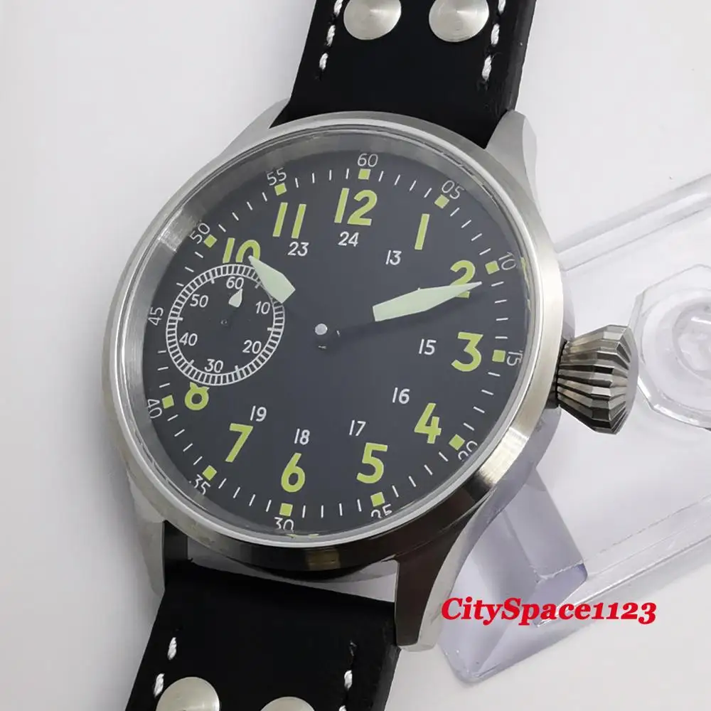 Corgeut 43 мм стерильный циферблат механические наручные часы с ручным заводом 6497