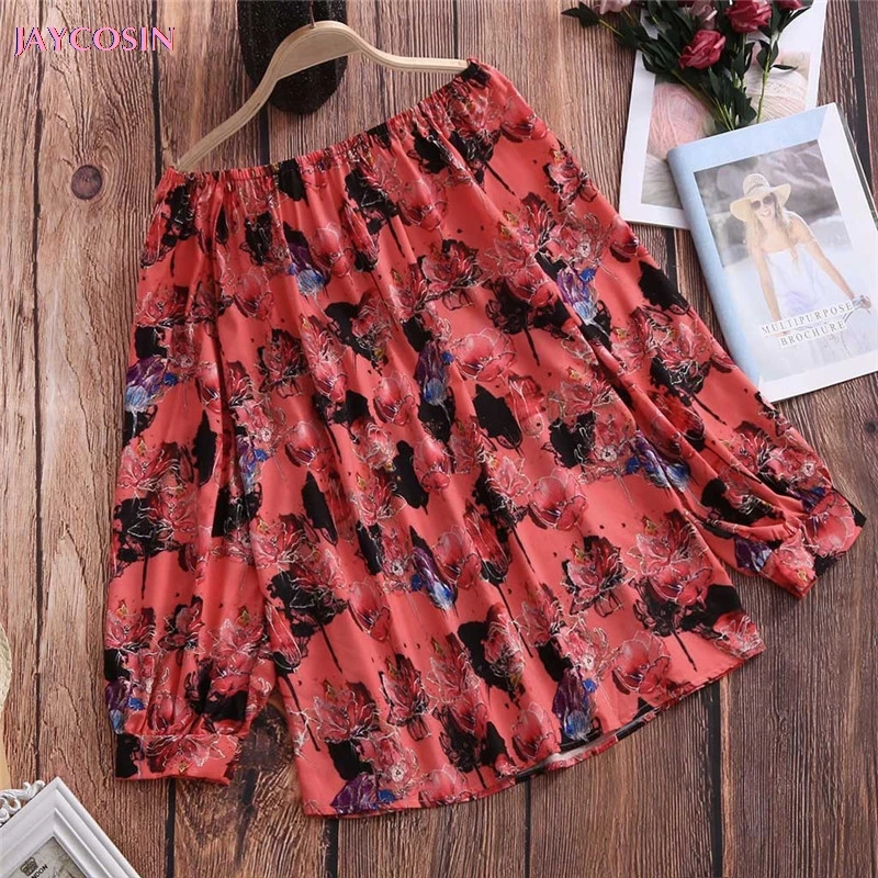 JAYCOSIN 2020 Personality Multicolor Sweater Women's Printing Long Sleeve Shirt Tie Knot Casual Blouses Tops V-Neck Drop #1217 | Женская