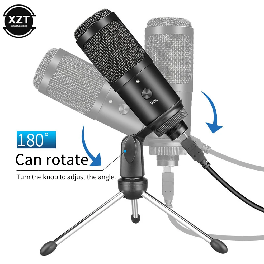 Металлический конденсаторный USB-микрофон для записи микрофон ноутбука на Windows