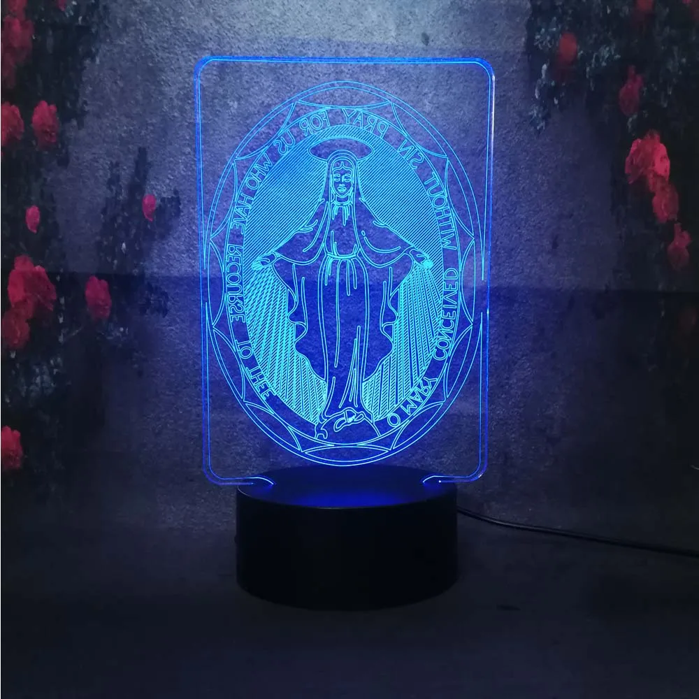 Virgin Mary 3D Led настольная лава лампа Lampara RGB зарядка 7 цветов Иллюзия сна для малышей