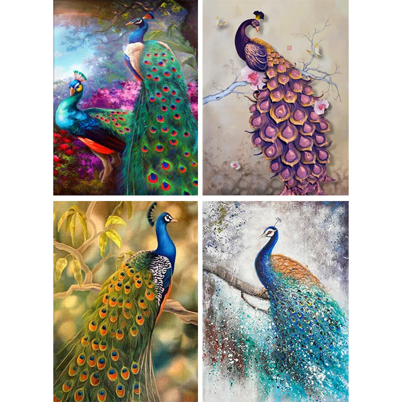 

5D DIY diamond painting, rhinestone embroidery inlaid, animal peacock square/round diamond mosaic painting for home decoration